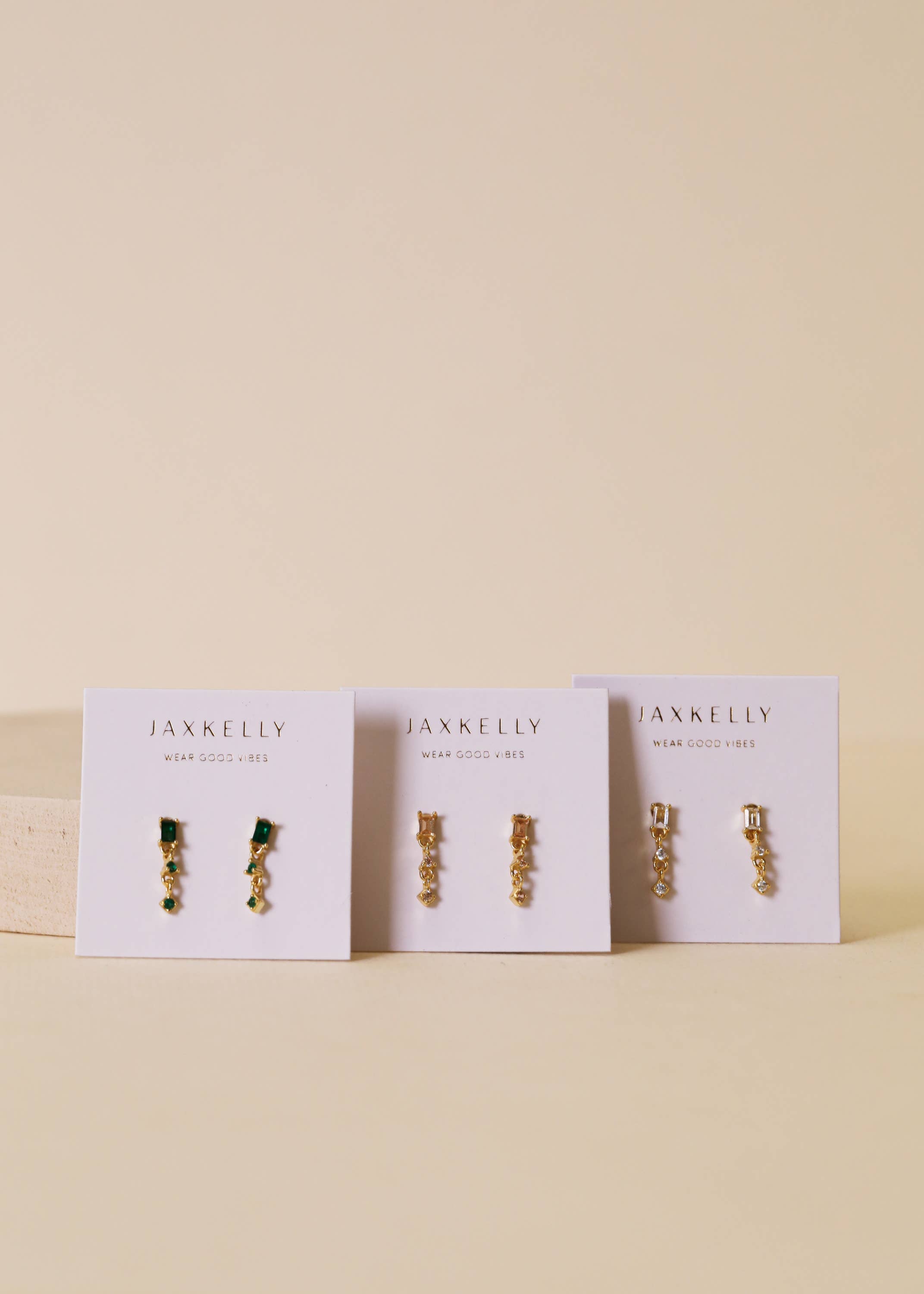 Mini Baguette Drop Earrings | White Topaz