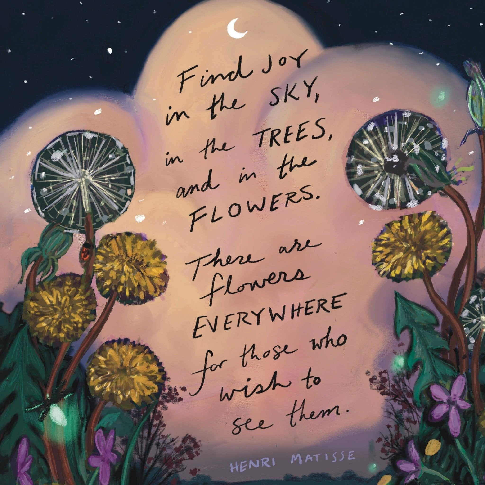 "Find Joy in the Sky" Henri Matisse Quote Card | Everyday Card - Spiral Circle