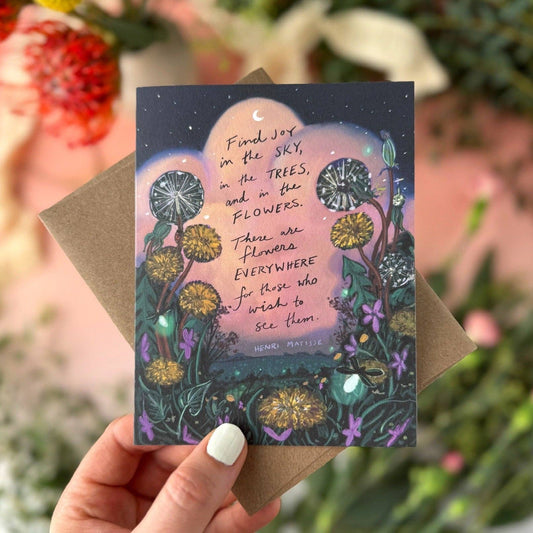 "Find Joy in the Sky" Henri Matisse Quote Card | Everyday Card - Spiral Circle