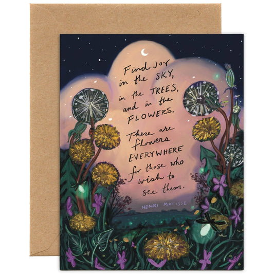 "Find Joy in the Sky" Henri Matisse Quote Card | Everyday Card - Spiral Circle