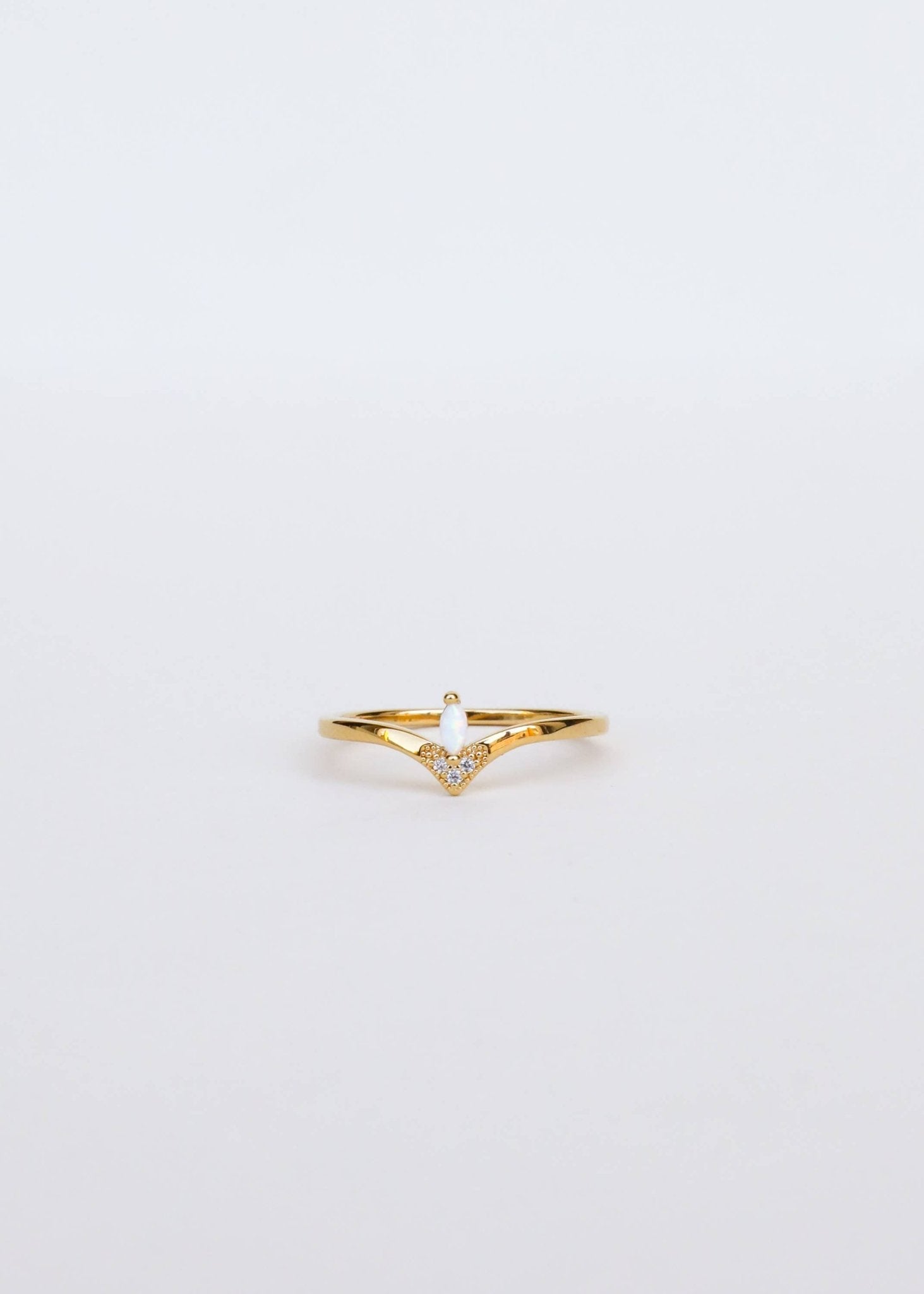 Floating White Opal Ring - Spiral Circle