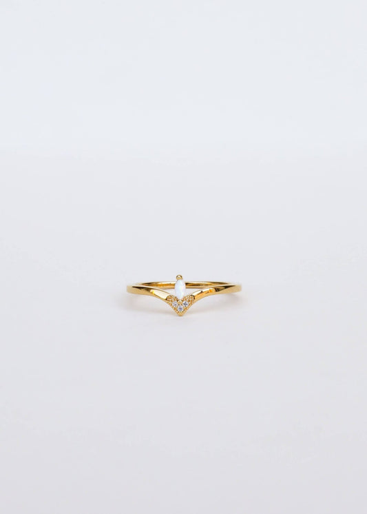 Floating White Opal Ring - Spiral Circle