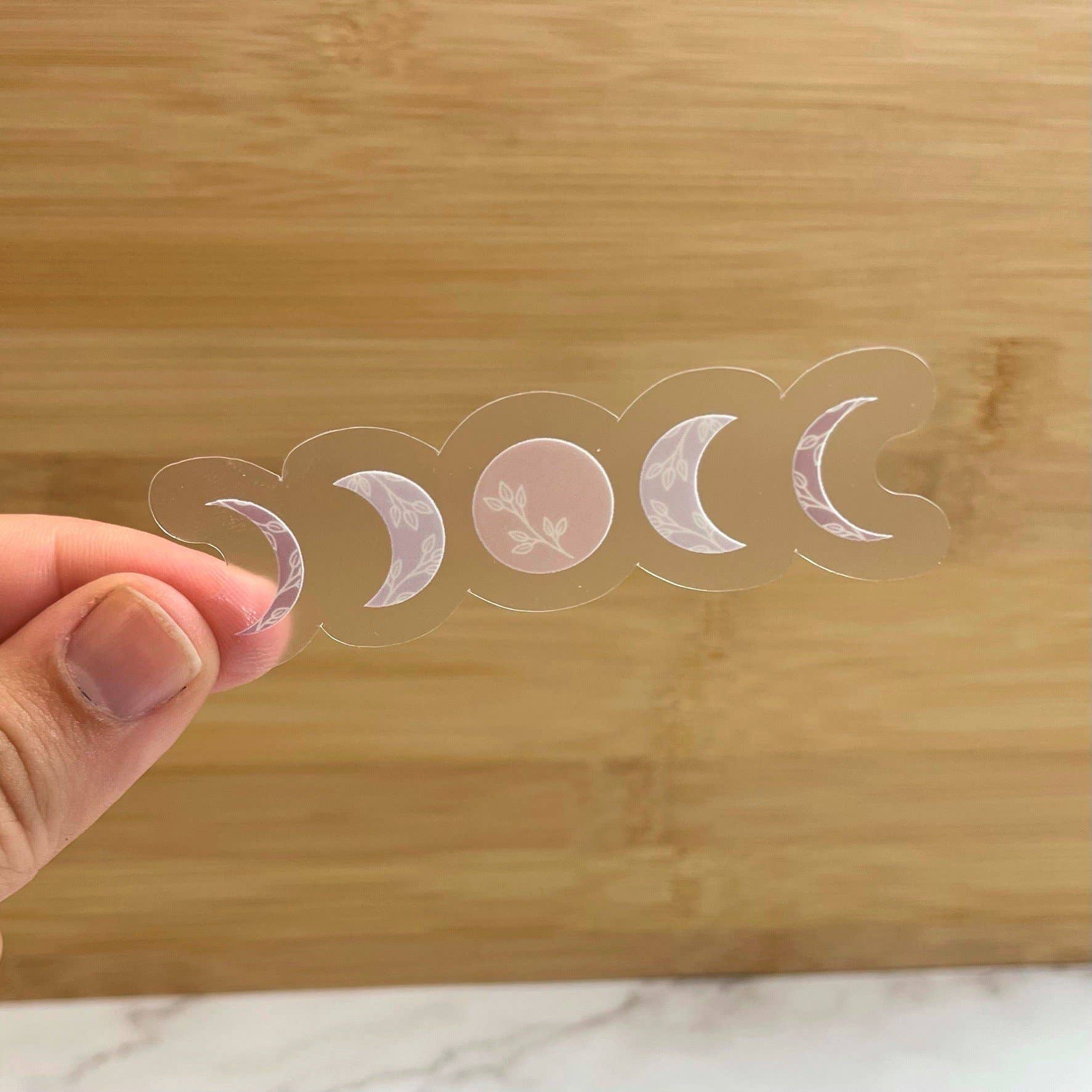 Floral Moon Phases | Clear Sticker - Spiral Circle