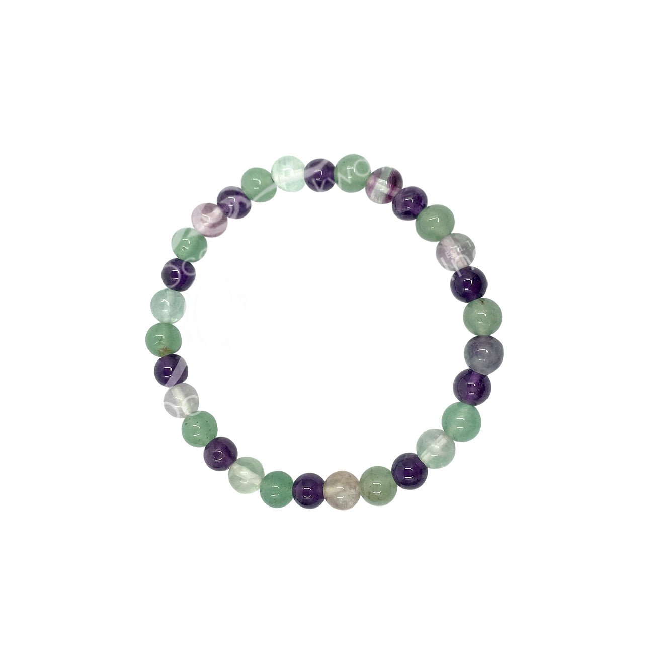 Fluorite, Amethyst, & Green Aventurine| Beaded Bracelet | 6mm - Spiral Circle