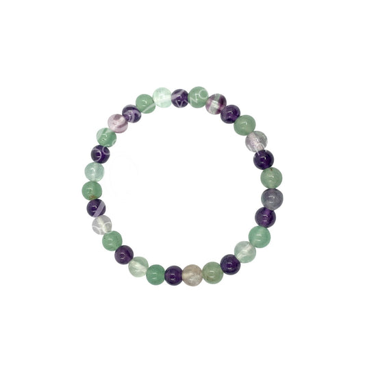 Fluorite, Amethyst, & Green Aventurine| Beaded Bracelet | 6mm - Spiral Circle