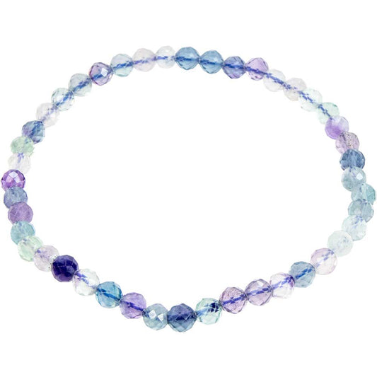 Fluorite Elastic Bracelet | 4mm Faceted Beads - Spiral Circle