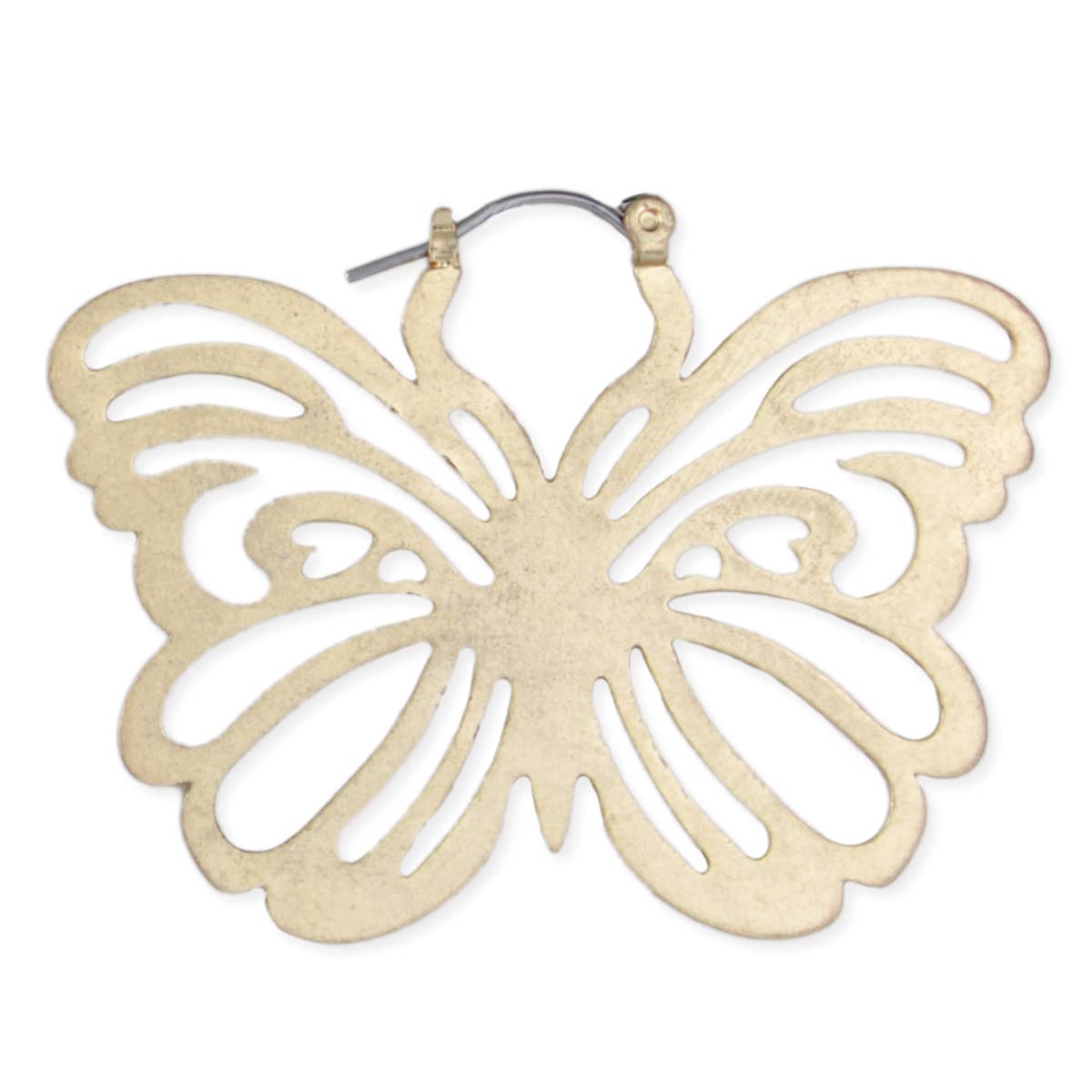 Flying Butterfly Gold Hoop Earrings - Spiral Circle