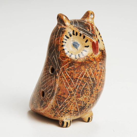 Folk Art Owl Ocarina - Spiral Circle