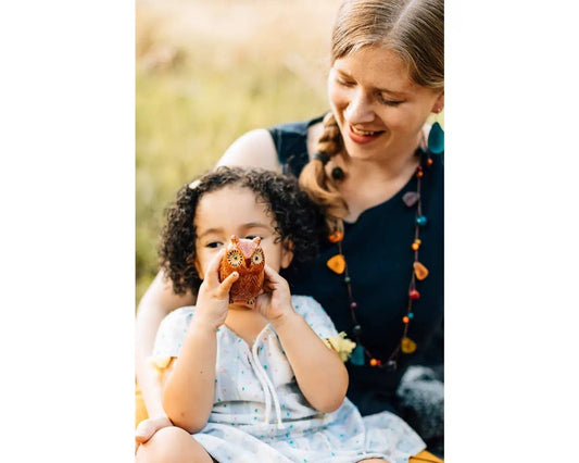 Folk Art Owl Ocarina - Spiral Circle