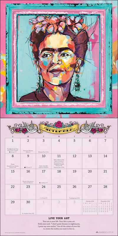 For the Love of Frida 2026 Wall Calendar by Angi Sullins - Spiral Circle