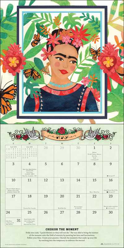 For the Love of Frida 2026 Wall Calendar by Angi Sullins - Spiral Circle
