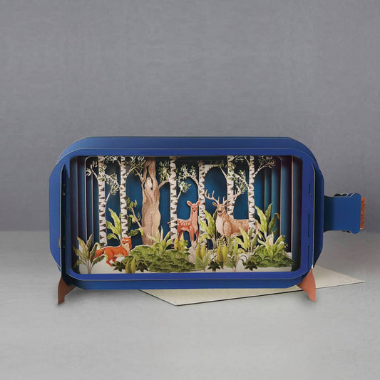 Forest Friends | Message in a Bottle Pop Up Card - Spiral Circle
