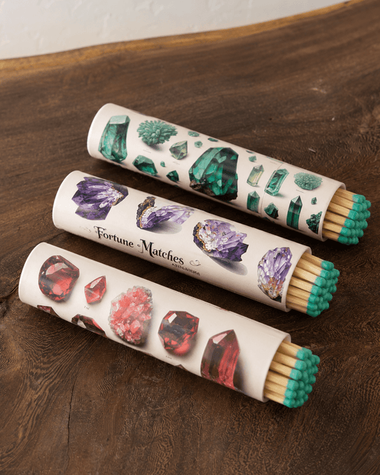 Fortune Matches Crystal Tube Set | Assorted Gemstone Design - Spiral Circle