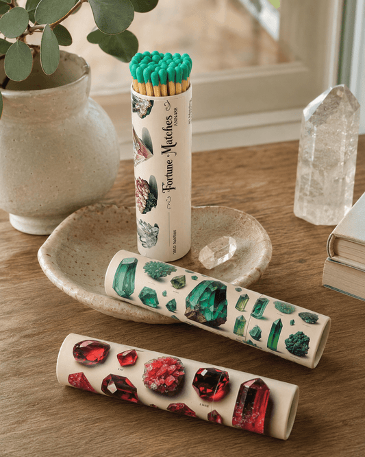 Fortune Matches Crystal Tube Set | Assorted Gemstone Design - Spiral Circle