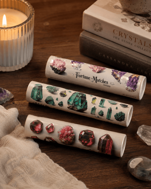 Fortune Matches Crystal Tube Set | Assorted Gemstone Design - Spiral Circle