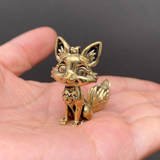 Fox | Brass Figurine - Spiral Circle