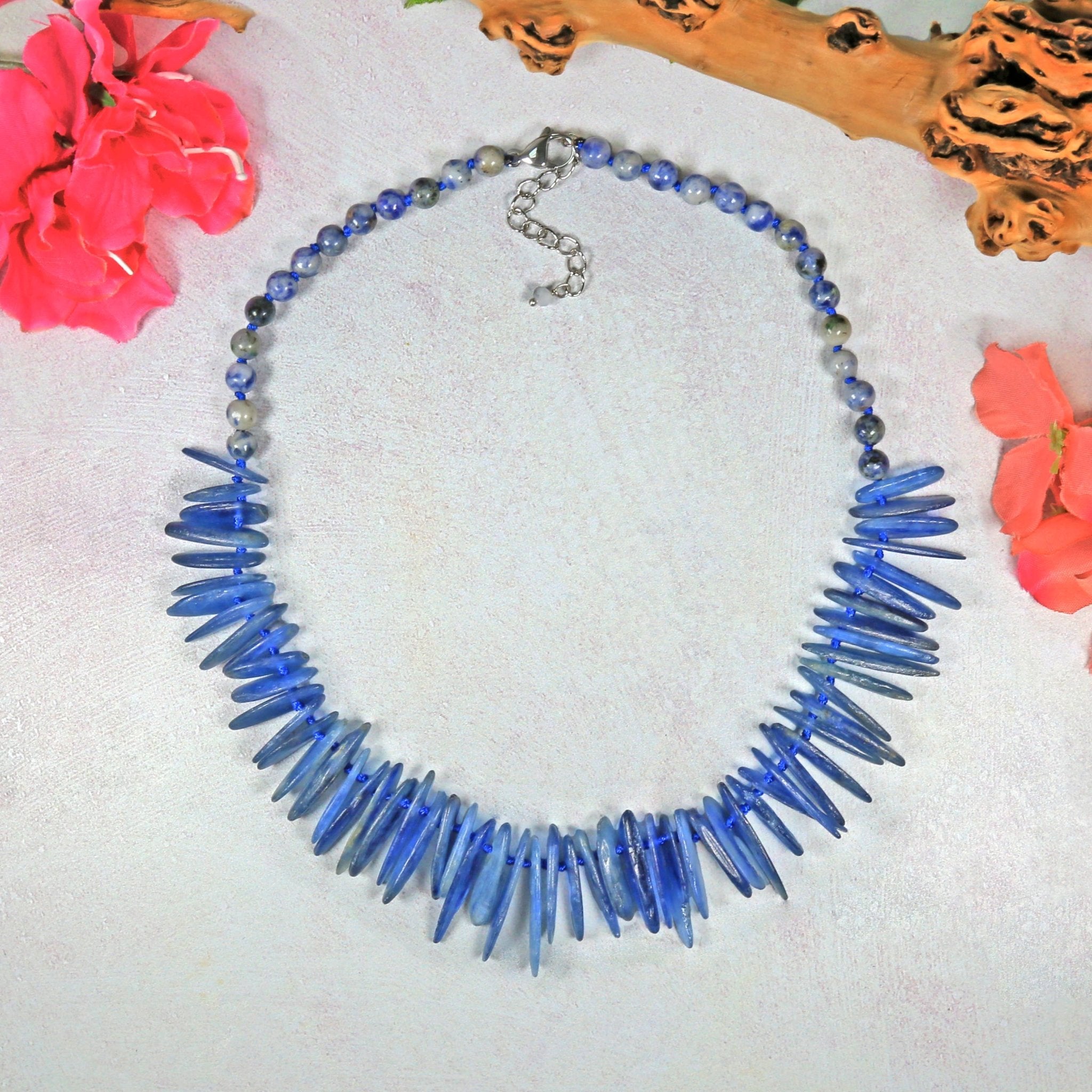 Free-Form Kyanite Statement Necklace - Spiral Circle
