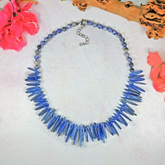 Free-Form Kyanite Statement Necklace - Spiral Circle