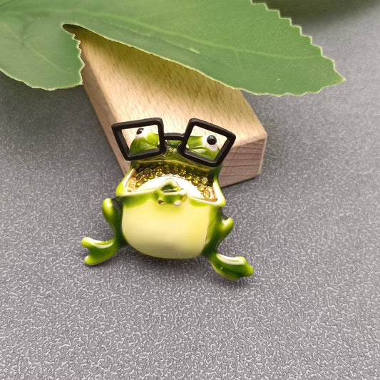 Frog Wearing Glasses Enamel Brooch - Spiral Circle