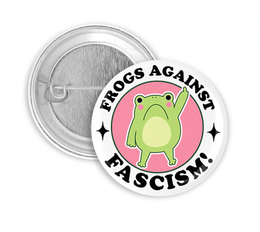 Frogs Against Fascism Pinback Button - Spiral Circle