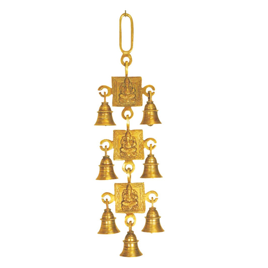 Ganesha Brass Hanging Bell (12.5 in.) - Spiral Circle