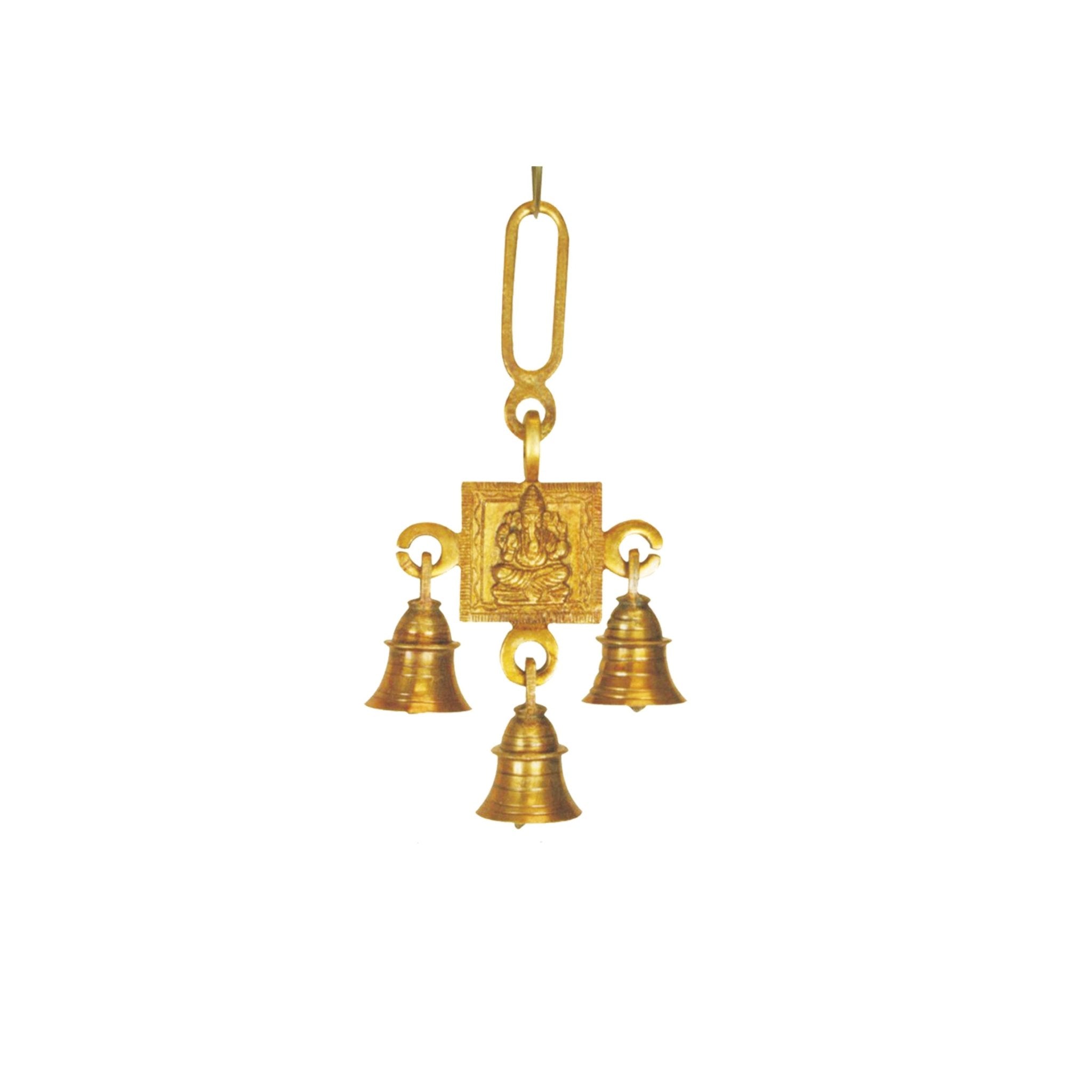 Ganesha Brass Hanging Bell (7 in.) - Spiral Circle
