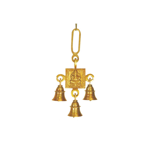 Ganesha Brass Hanging Bell (7 in.) - Spiral Circle