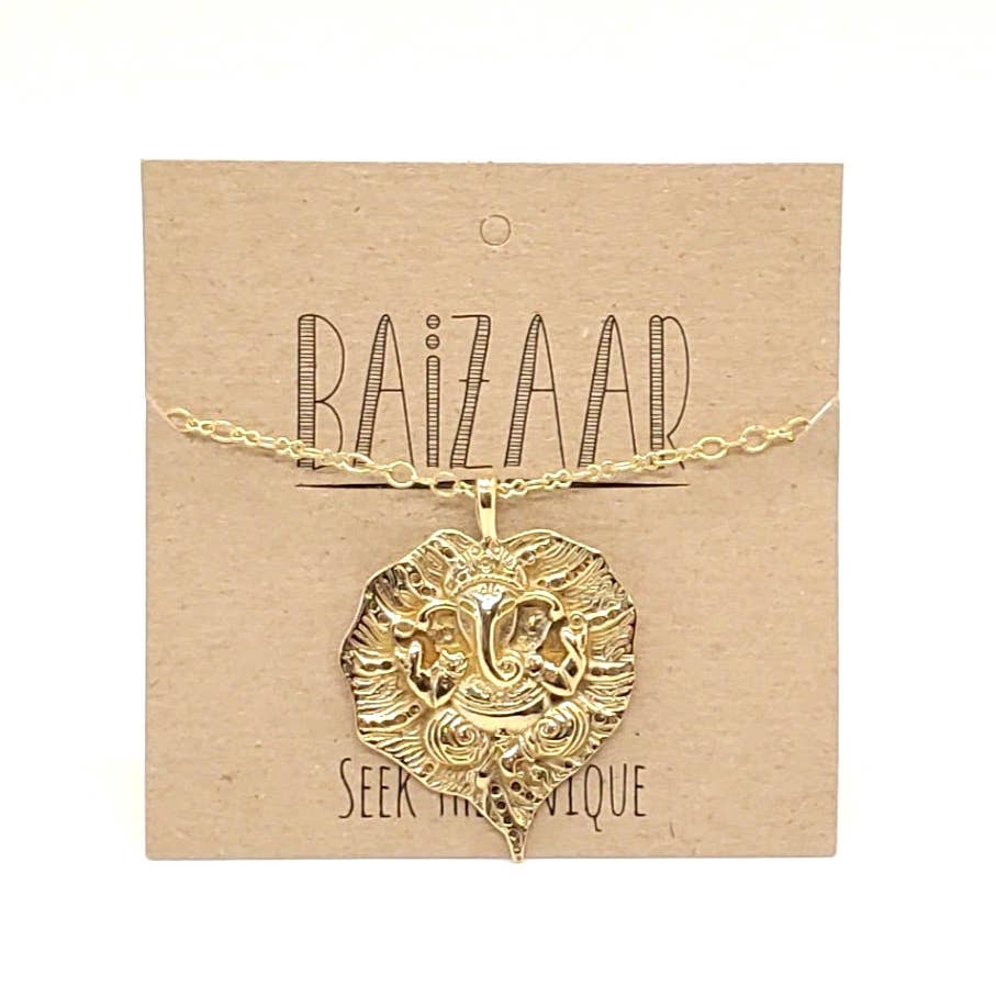 Ganesha Pendant Necklace - Spiral Circle