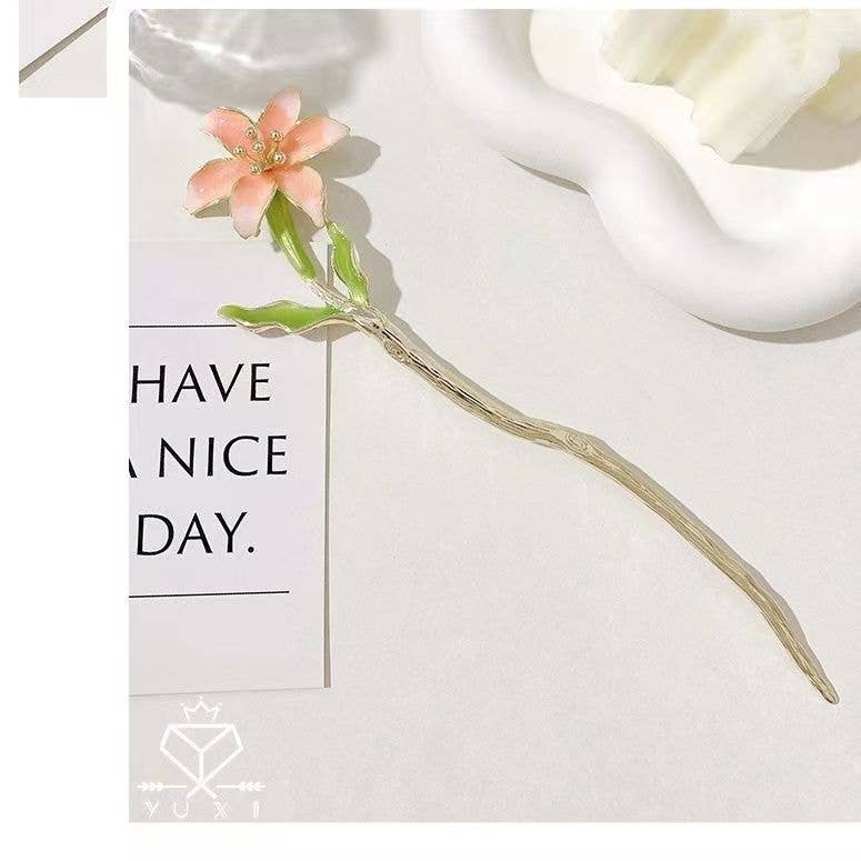 Gardenia Flower Hairpin - Spiral Circle