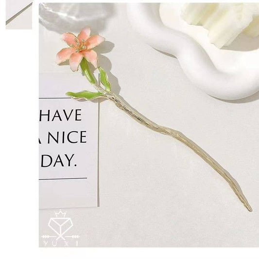Gardenia Flower Hairpin - Spiral Circle