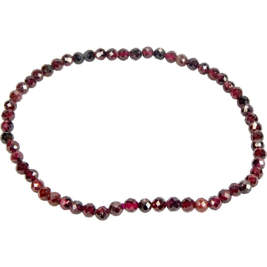 Garnet Elastic Bracelet | 4mm Faceted Beads - Spiral Circle
