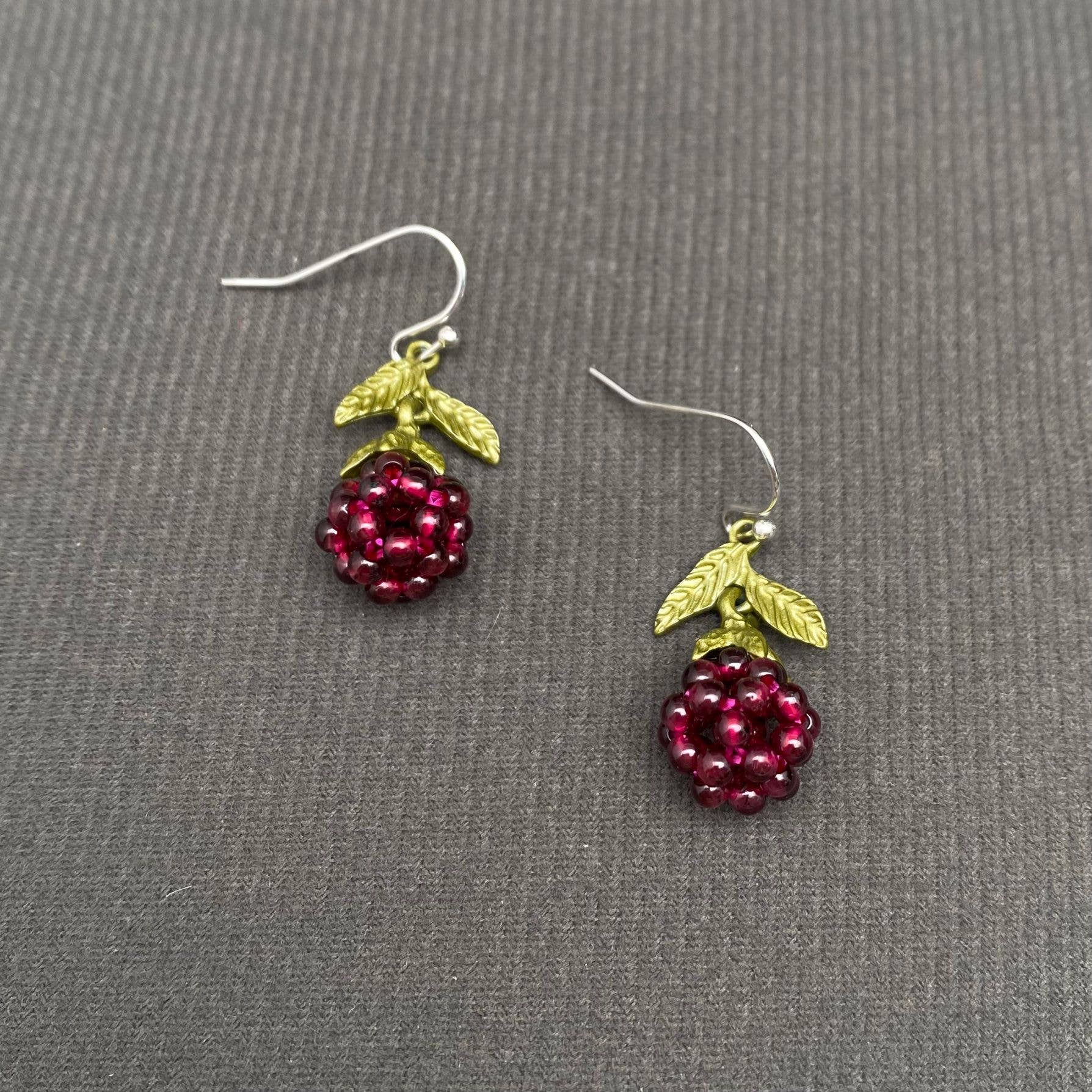 Garnet Raspberry Earrings - Spiral Circle