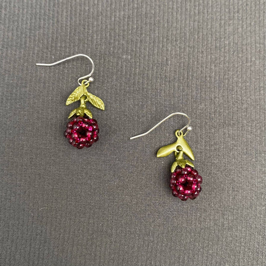 Garnet Raspberry Earrings - Spiral Circle