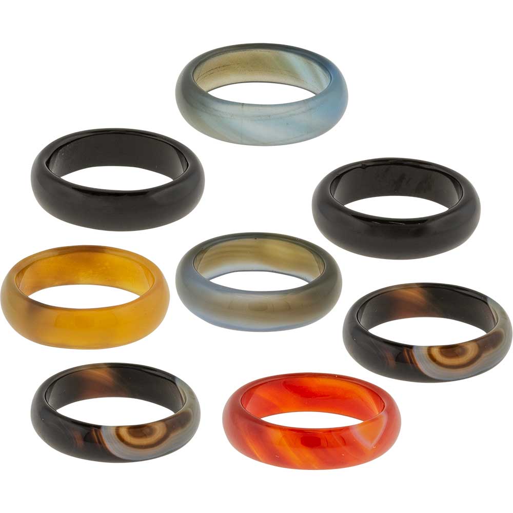 Gemstone Agate Rings Asst'd Colors (Pack of 25) - Spiral Circle