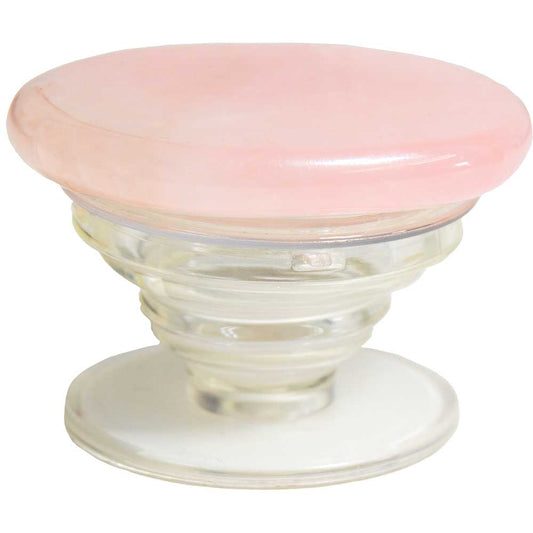 Gemstone Cell Phone Grip Holder - Rose Quartz Palm Stone - Spiral Circle