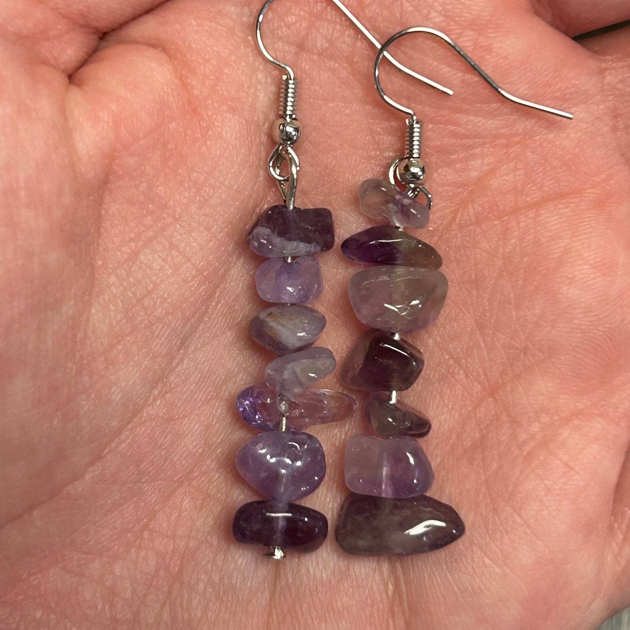 Gemstone Chip Earrings - Spiral Circle