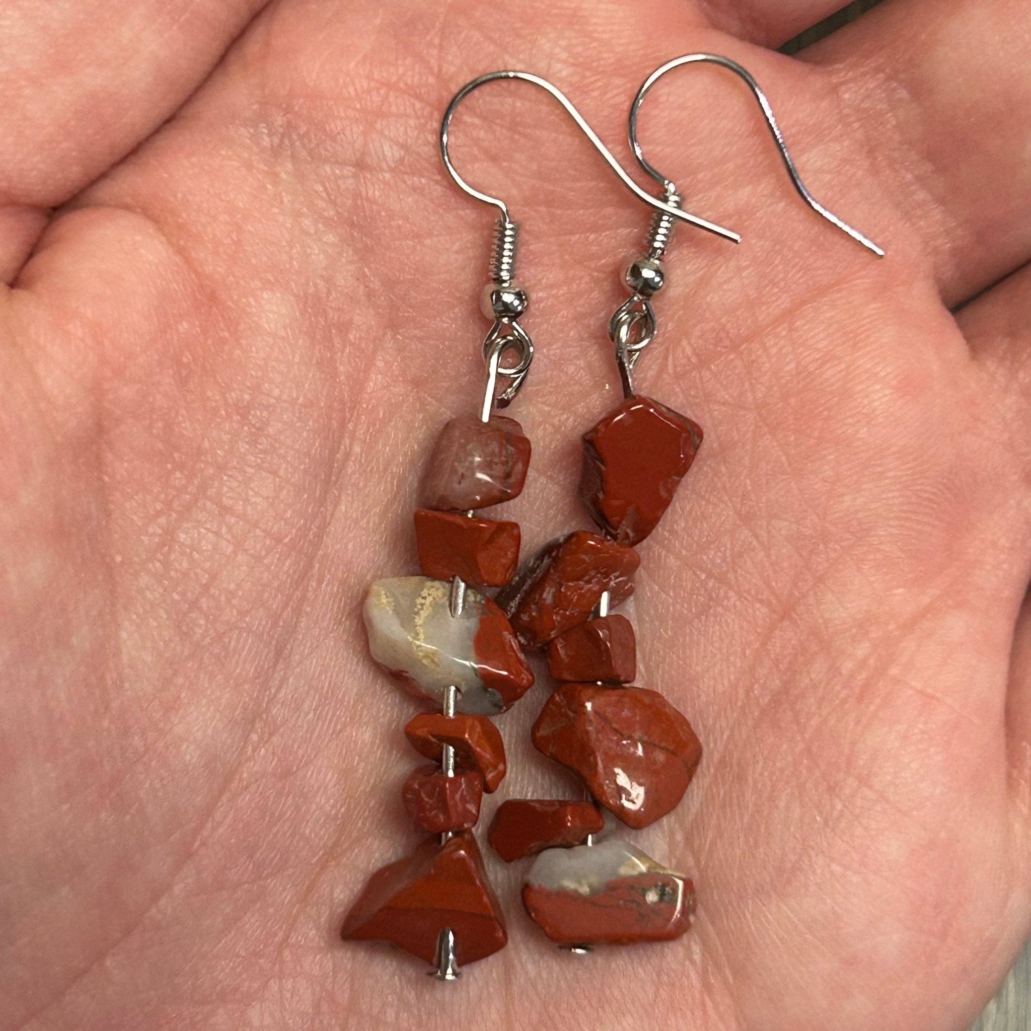Gemstone Chip Earrings - Spiral Circle