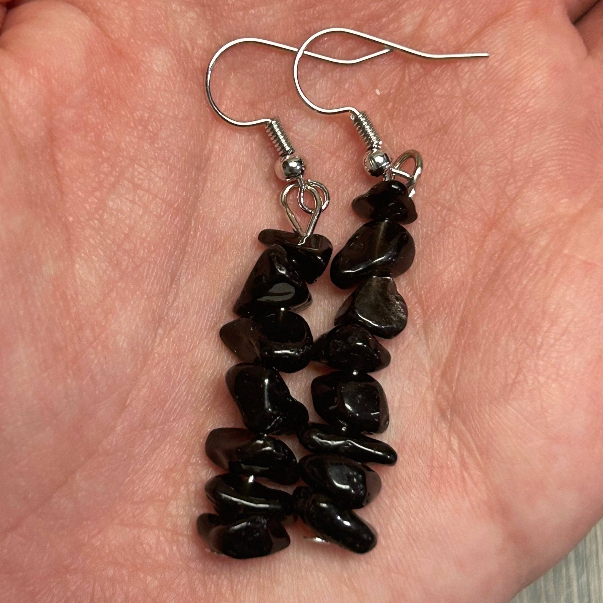 Gemstone Chip Earrings - Spiral Circle