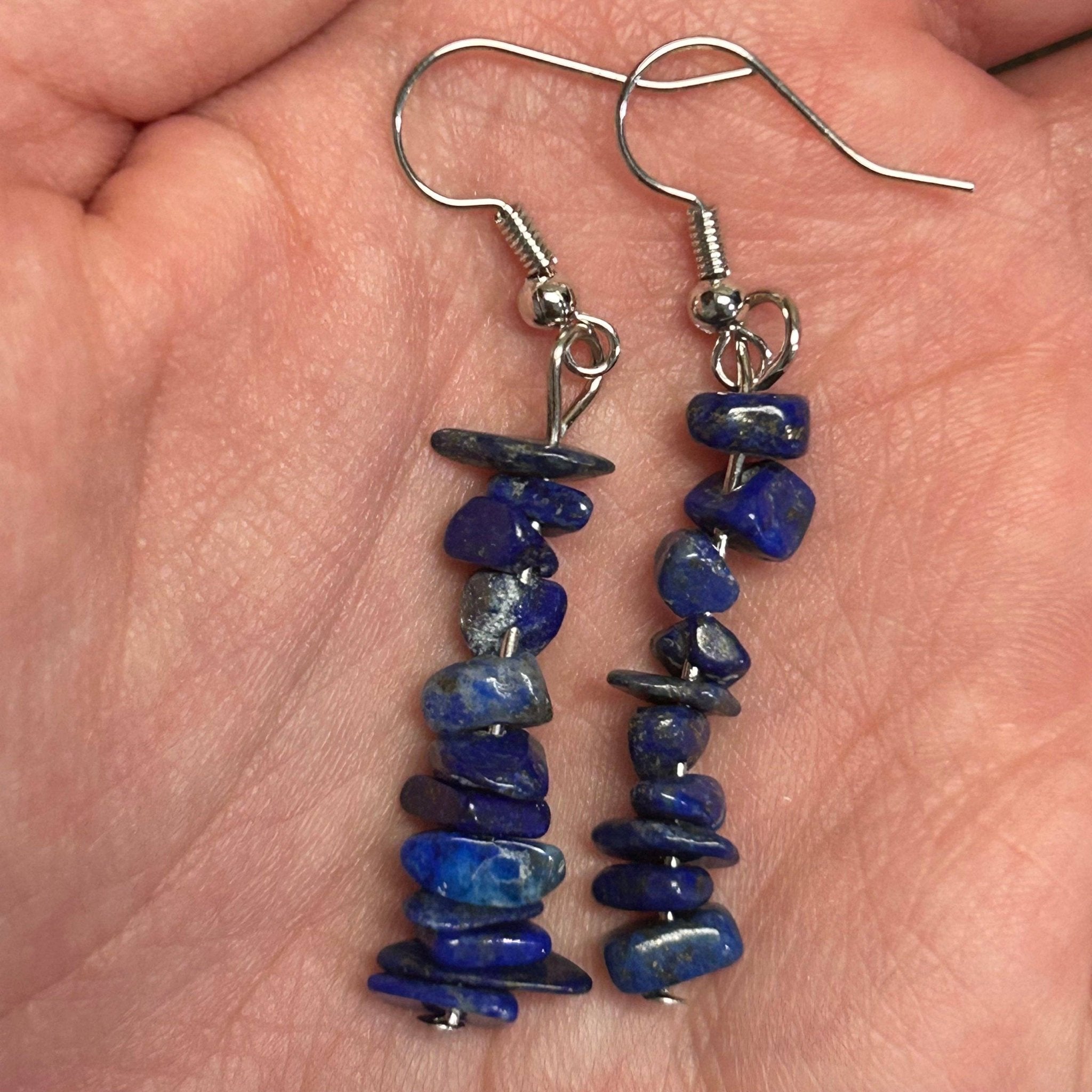 Gemstone Chip Earrings - Spiral Circle