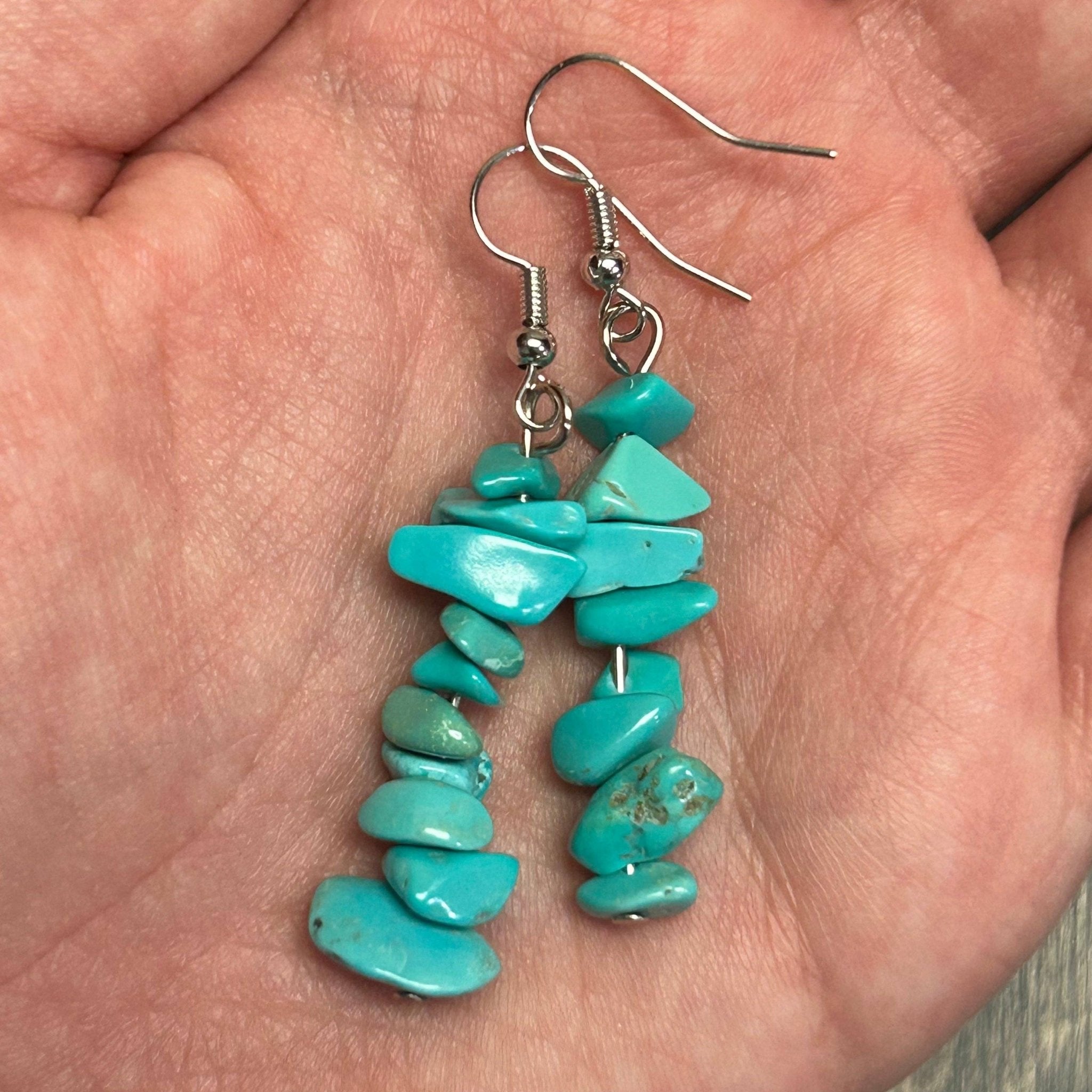 Gemstone Chip Earrings - Spiral Circle