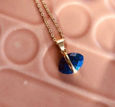 Gemstone Crystal Eye - Steel Necklace - Spiral Circle