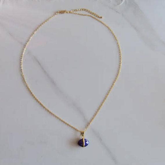 Gemstone Crystal Eye - Steel Necklace - Spiral Circle