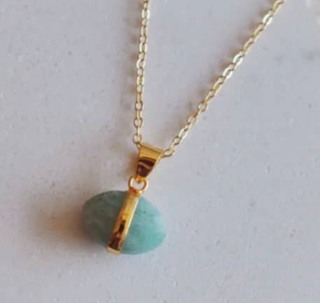 Gemstone Crystal Eye - Steel Necklace - Spiral Circle