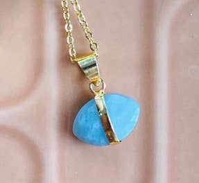 Gemstone Crystal Eye - Steel Necklace - Spiral Circle