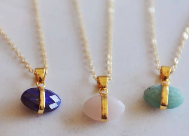 Gemstone Crystal Eye - Steel Necklace - Spiral Circle