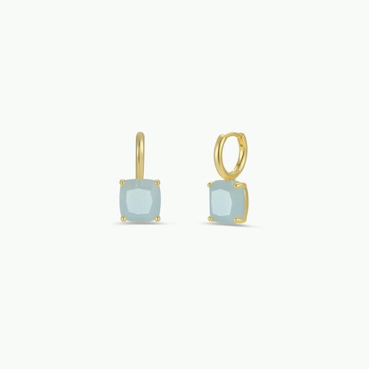 Gemstone Mini Drop Earrings | Amazonite - Spiral Circle