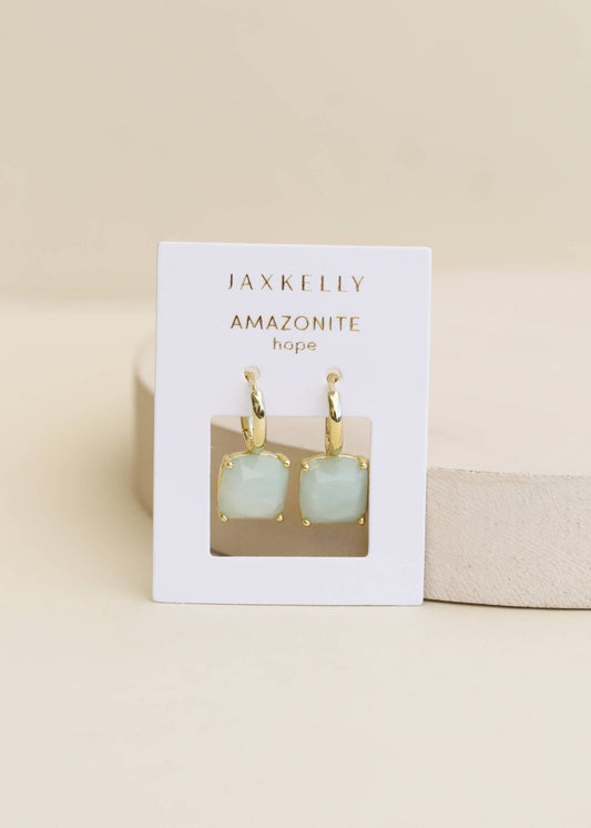 Gemstone Mini Drop Earrings | Amazonite - Spiral Circle