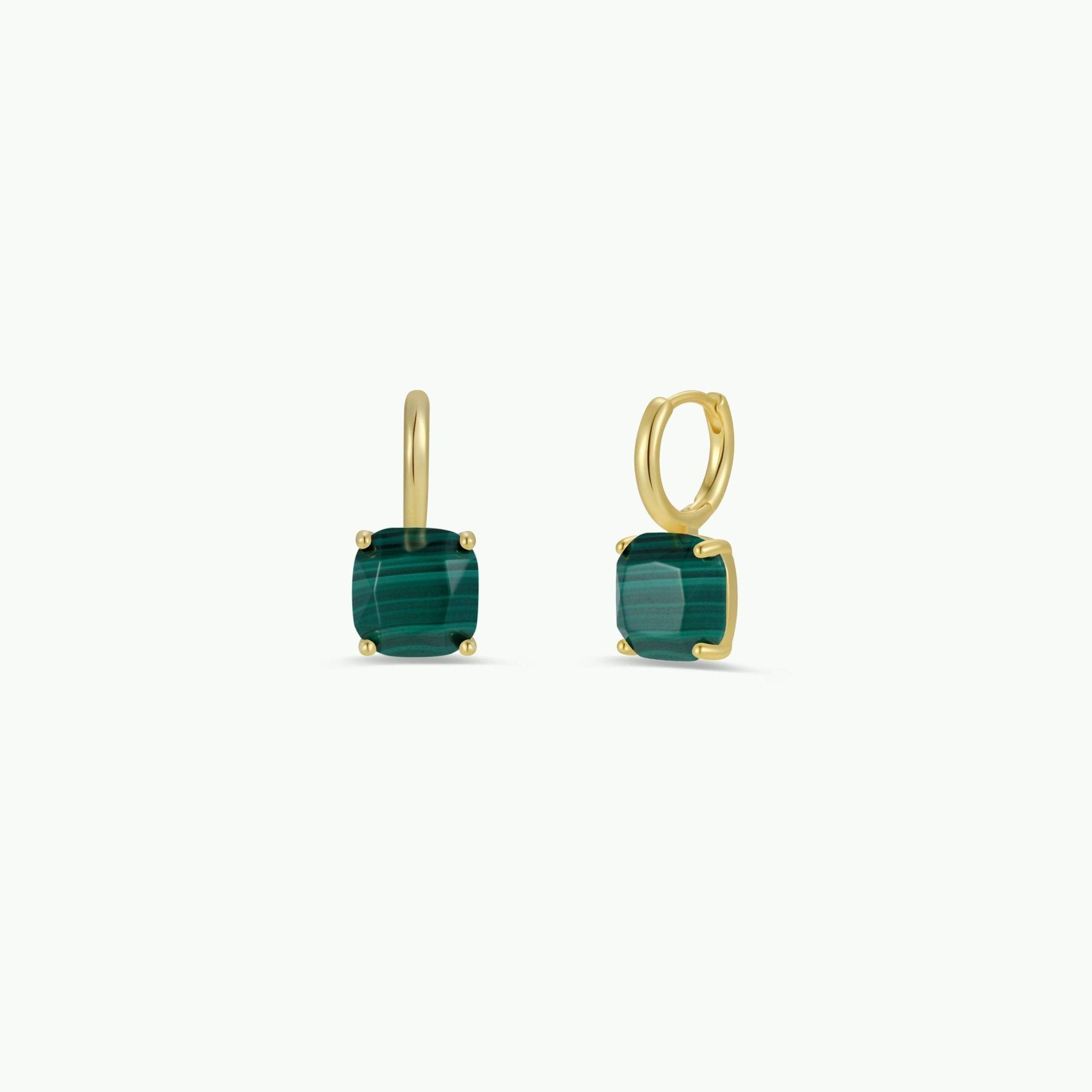 Gemstone Mini Drop - Malachite - Spiral Circle