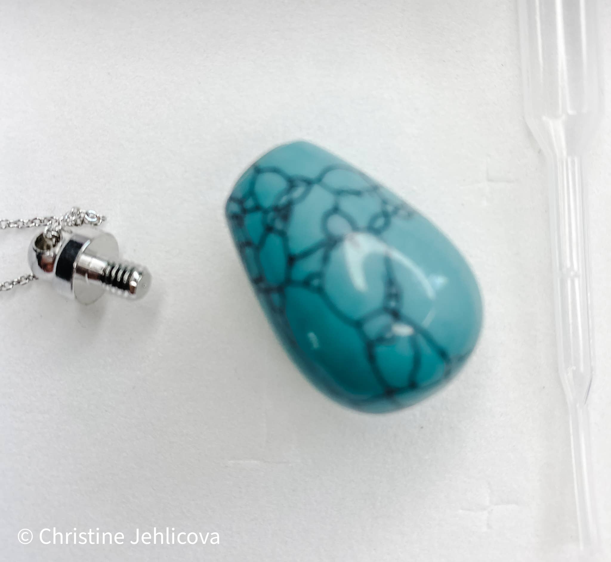 Gemstone Perfume Bottle Necklace - Oval - Spiral Circle