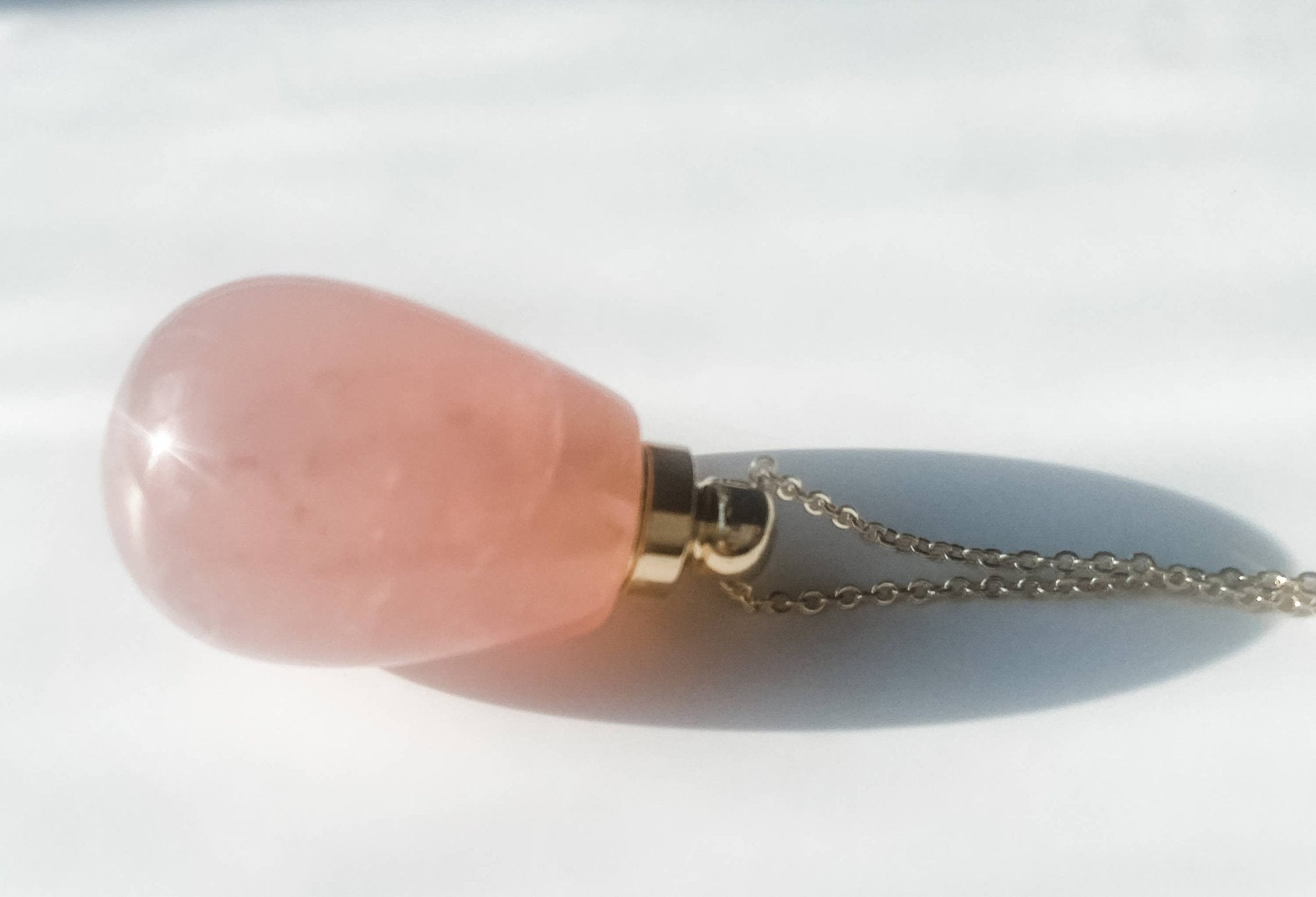 Gemstone Perfume Bottle Necklace - Oval - Spiral Circle